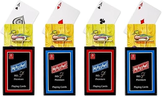 Merelane Premium Playing Cards, Bridge Size, No. 7, Pack of 4 Decks
